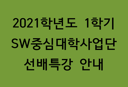 2021학년도 1학기 SW사업단 선배특강 안내